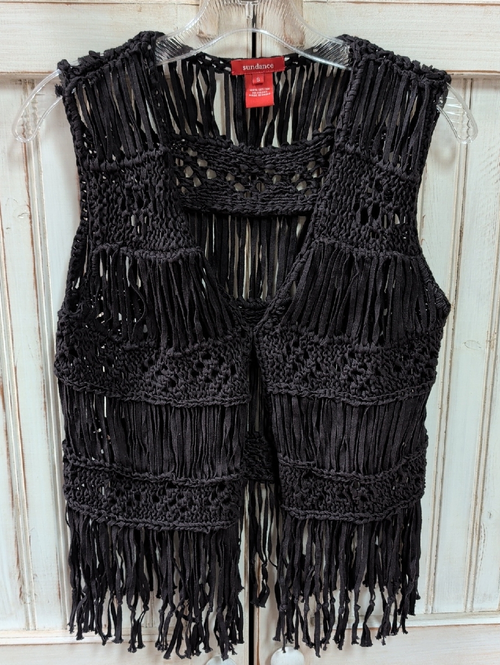 Sundance, Black Fringe Vest. Small